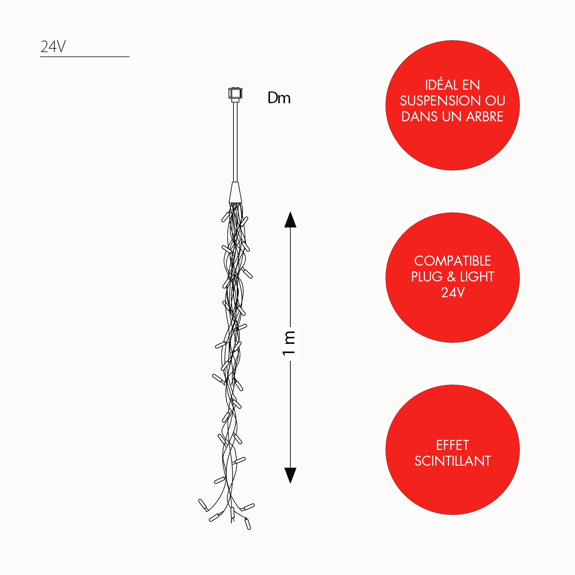 Cheveux d'ange scintillant - 24V